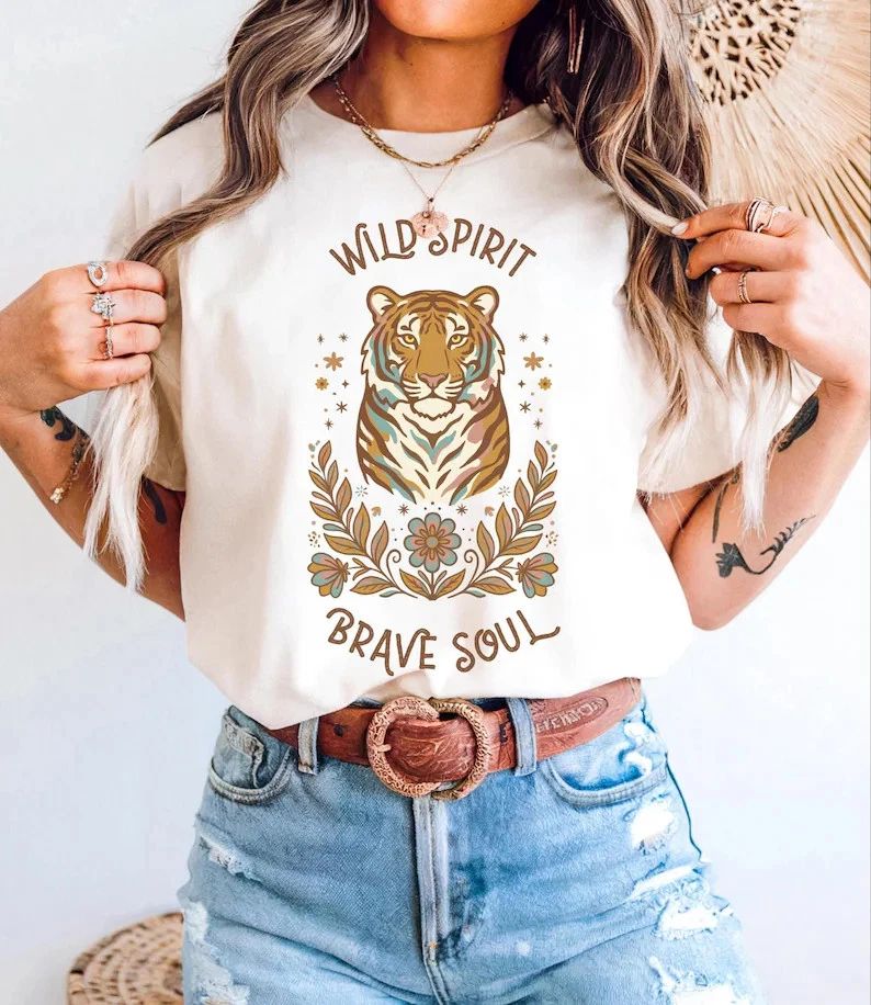 Boho Vintage Tiger Wild Spirit Comfort Tee Shirt Animal