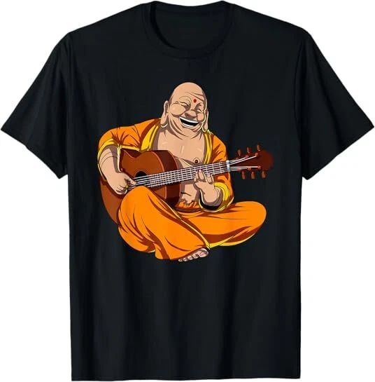 NEW! Buddha Playing Guitar Zen Yoga Meditation Funny Namaste Tee T-Shirt S-3XL