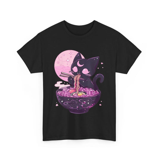 HOT Pastel Goth Aesthetic Kawaii Creepy Cat Eating Ramen Noodles T-Shirt