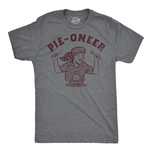 Mens Funny T Shirts Pie Oneer Sarcastic Pies Graphic Novelty Food Tee for Men