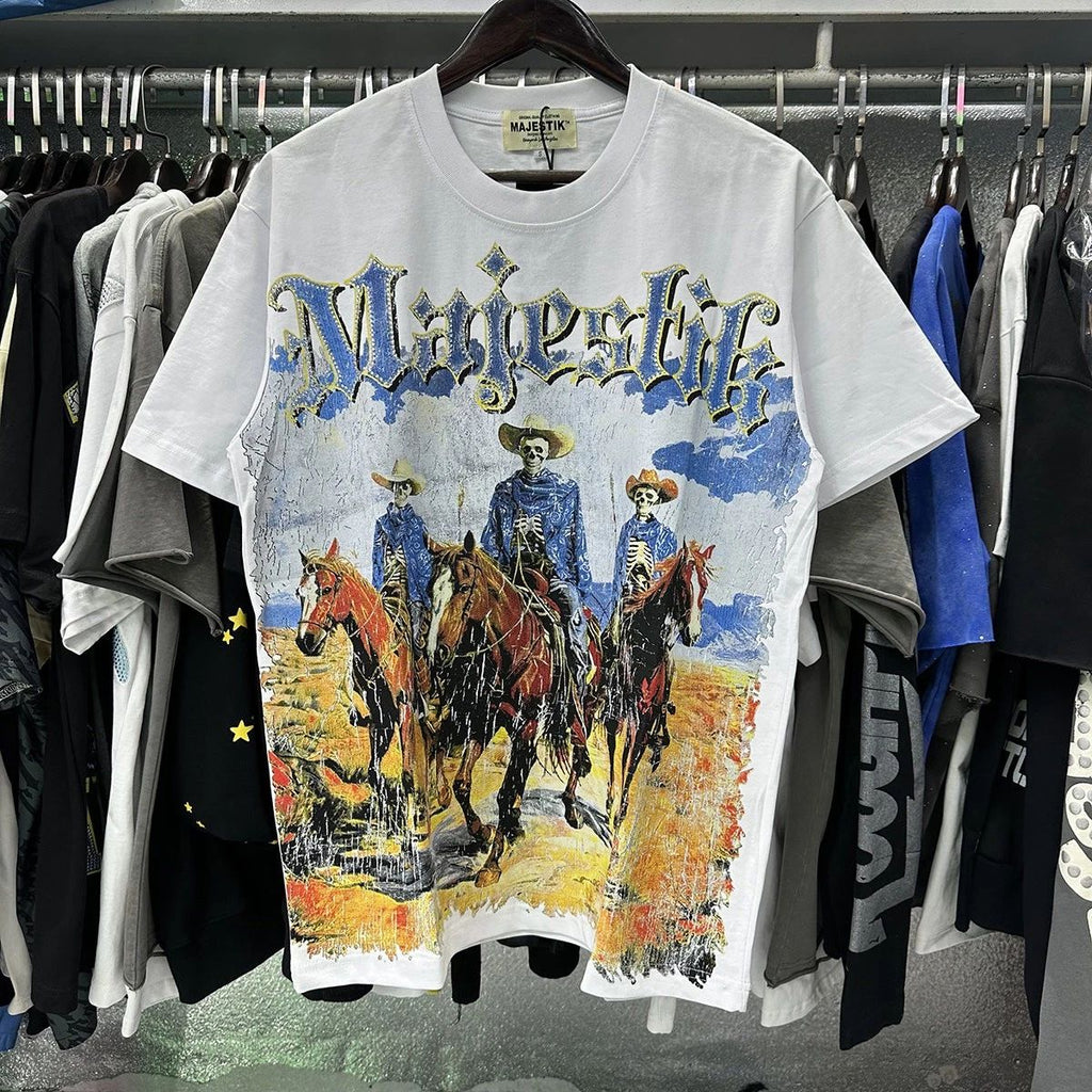 MENS WOMENS SKELETON SUMMER T SHIRT HIGH STREET RHINESTONE HIP HOP TOPS TEE