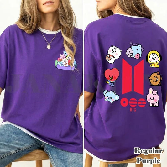 BTS World Tour Concert 2026 Graphic Tee, BT21 Army Cute Character Shirt, Bangta