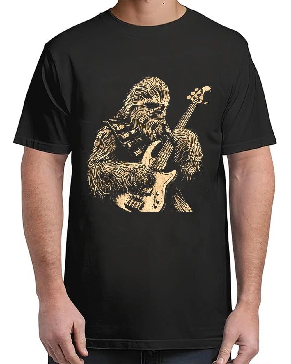 Chewie Playing Bass Guitar FUNNY MEME Chewie CUTE Vintage Adult S-4XL T-Shirt