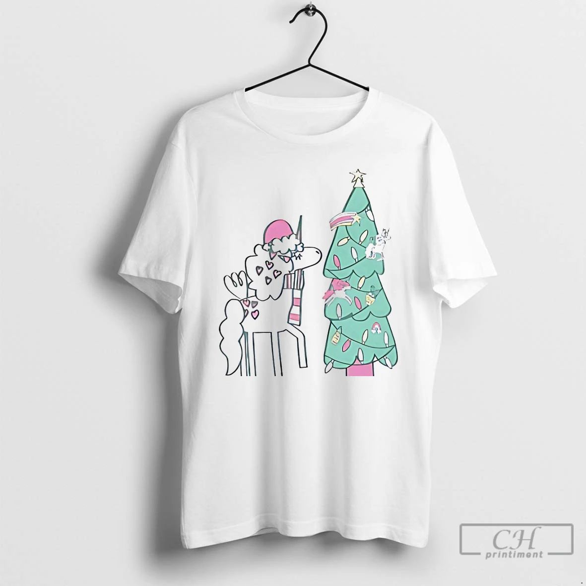 Classic Unicorn Decorating Christmas Tree Holiday Magic White T Shirts