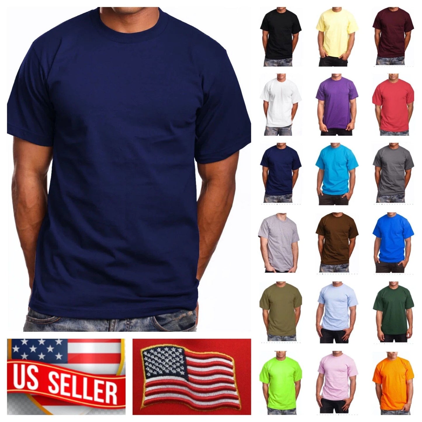 Men T-Shirt Lot S-7XL LT-5XLT MAX HEAVY WEIGHT  Short Sleeve Plain Crew Neck Tee