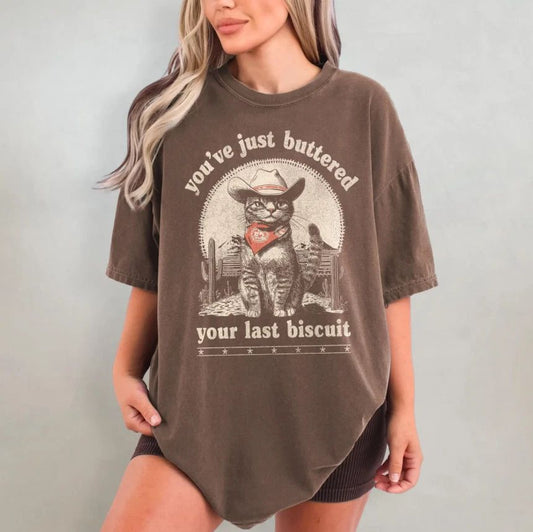Cowboy Cat Shirt Funny Western Cat Meme Retro Comfort Colors Tee for Cat Lovers