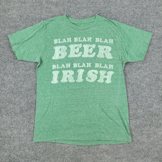 Irish Beer Shirt Men's Medium Green Alcohol Funny Graphic Tee Short Sleeve Adult