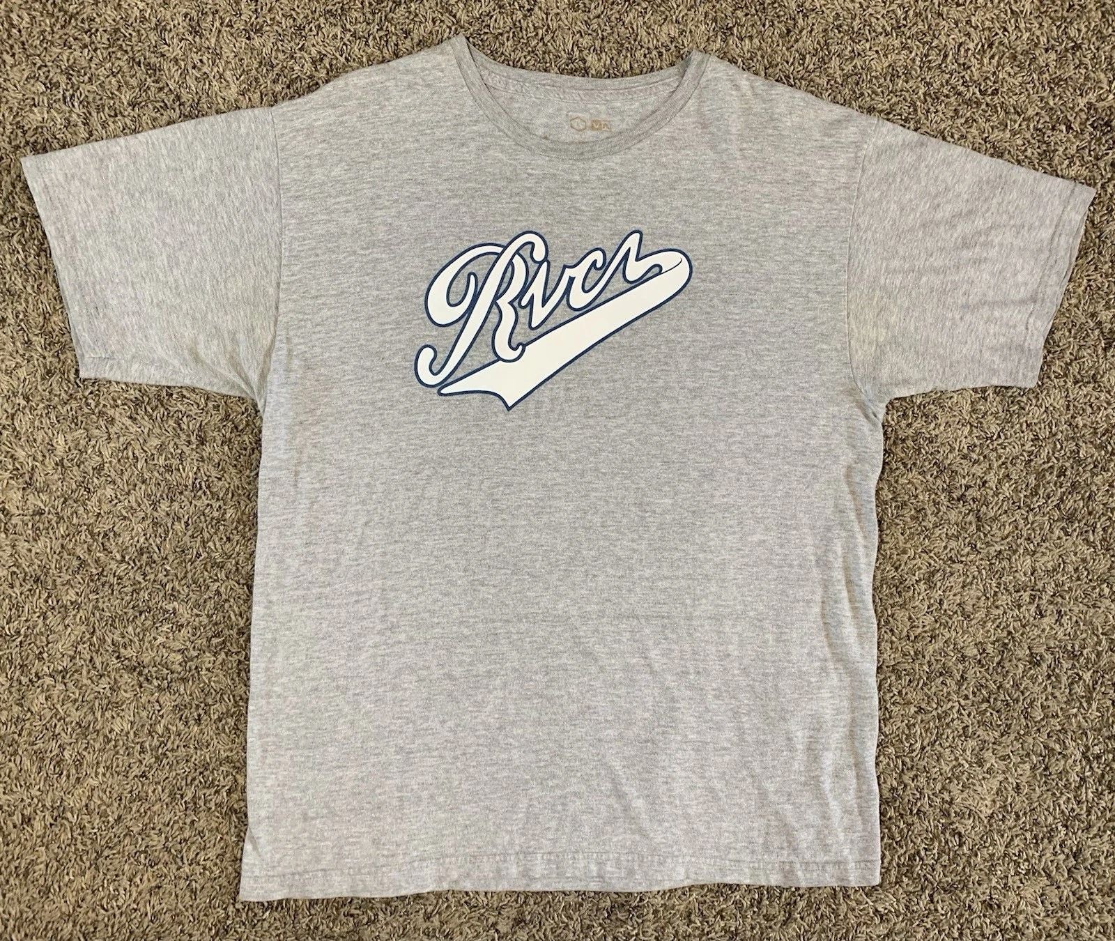 RVCA Shirt Adult Large Gray Spellout Cotton Logo Tee Mens