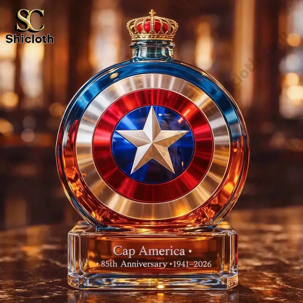 Cap America 85th Anniversary Whiskey Glass Bottle