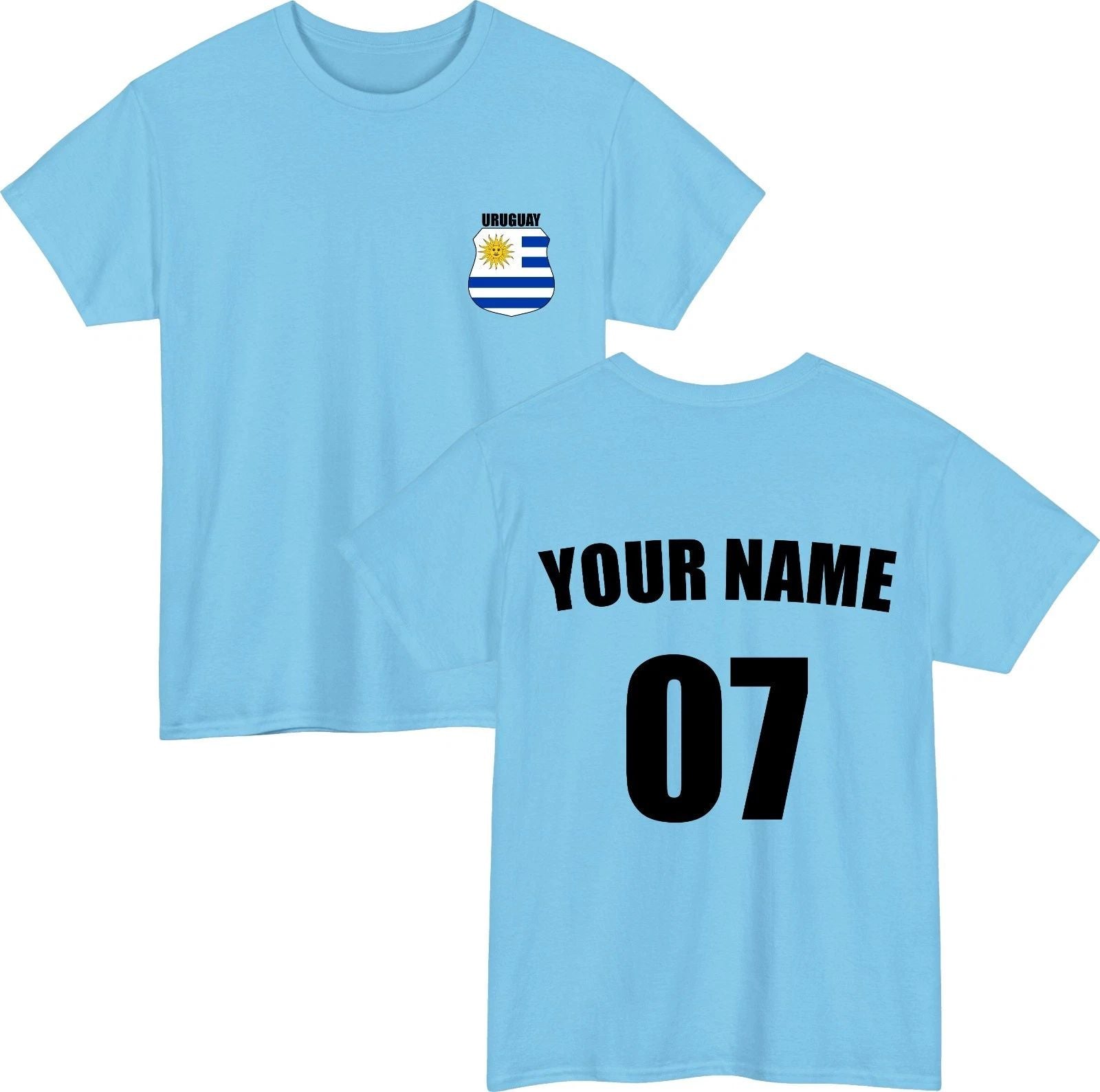 Personalised Uruguay Football T-Shirt Custom Name Number Fan Gift Unisex Tee Top