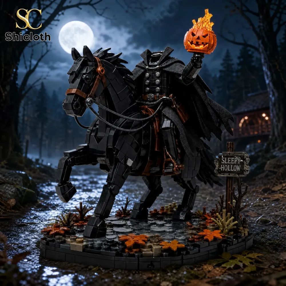 Sleepy Hollow Headless Horseman Pumpkin Knight Collector Building Brick Set