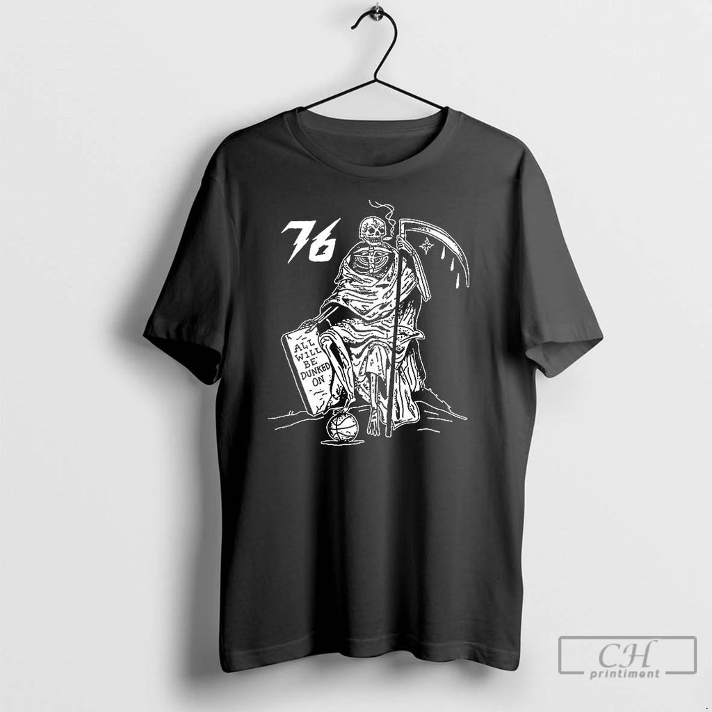 Premium Philadelphia 76ers Basketball Grim Reaper All Will Be Dunked On