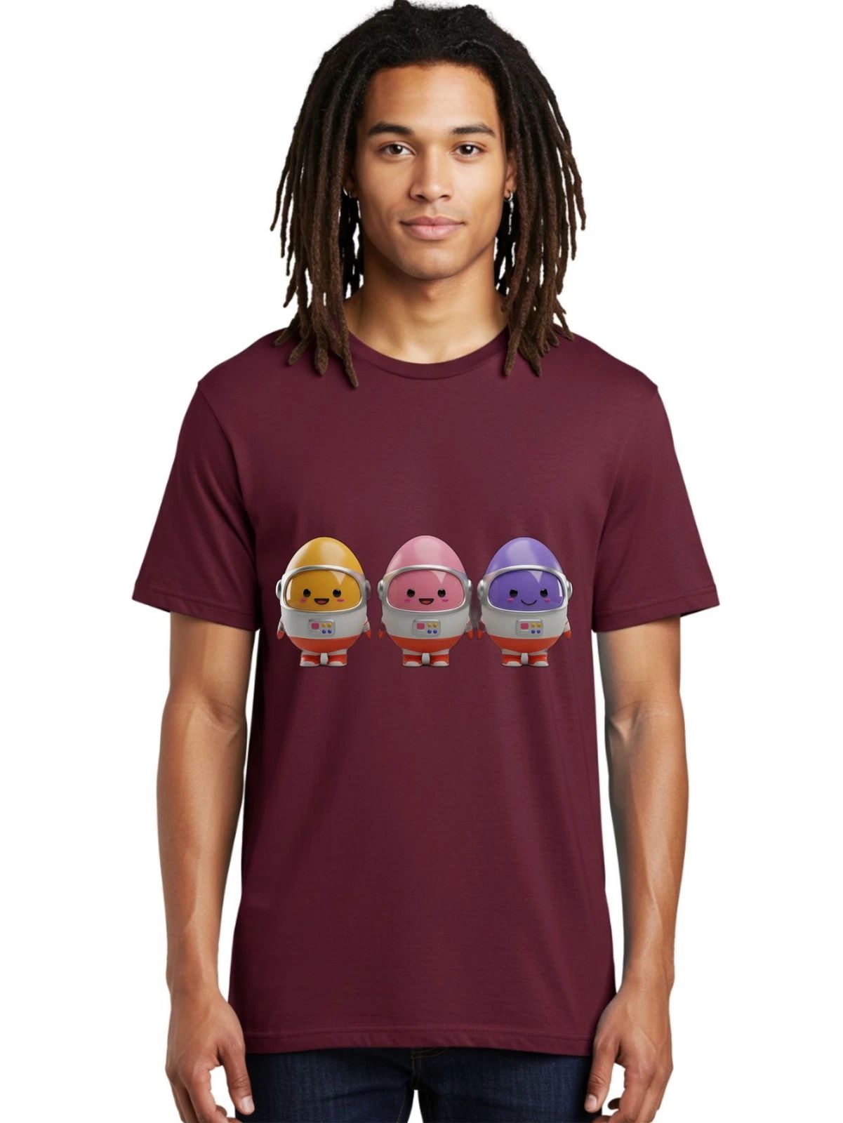 Egg-Astronauts Mens Graphic Tee, 100% Cotton, Casual Summer Wear