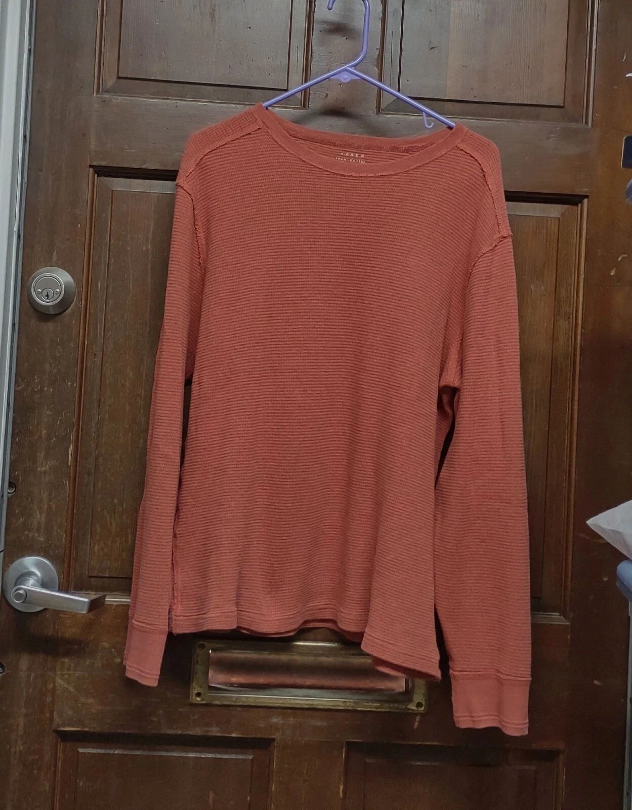 J Crew Long Sleeve Waffle Knit Thermal Shirt Men's XL-Tall Burnt Orange