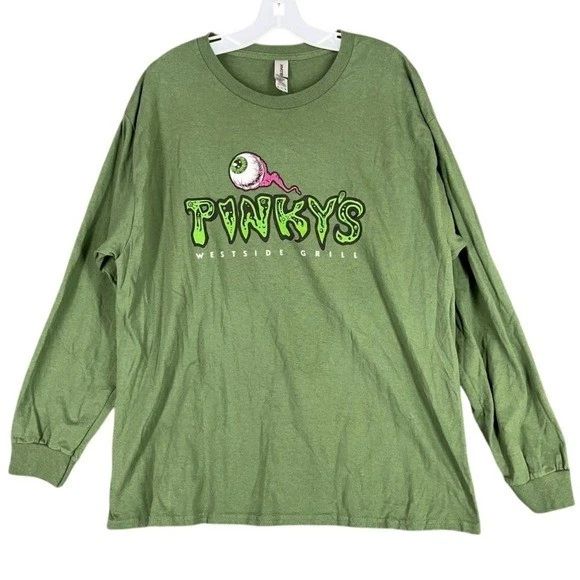 Pinkys Westside Grill Charlotte North Carolina Pub Bar Shirt Mens XL Green Food