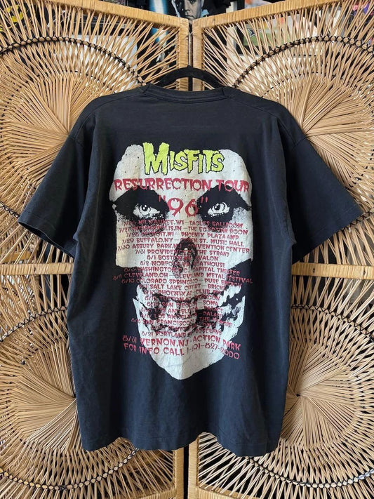 Vintage 1996 Misfits Resurrection Tour T-Shirt 90s Black Punk Band Tee 1