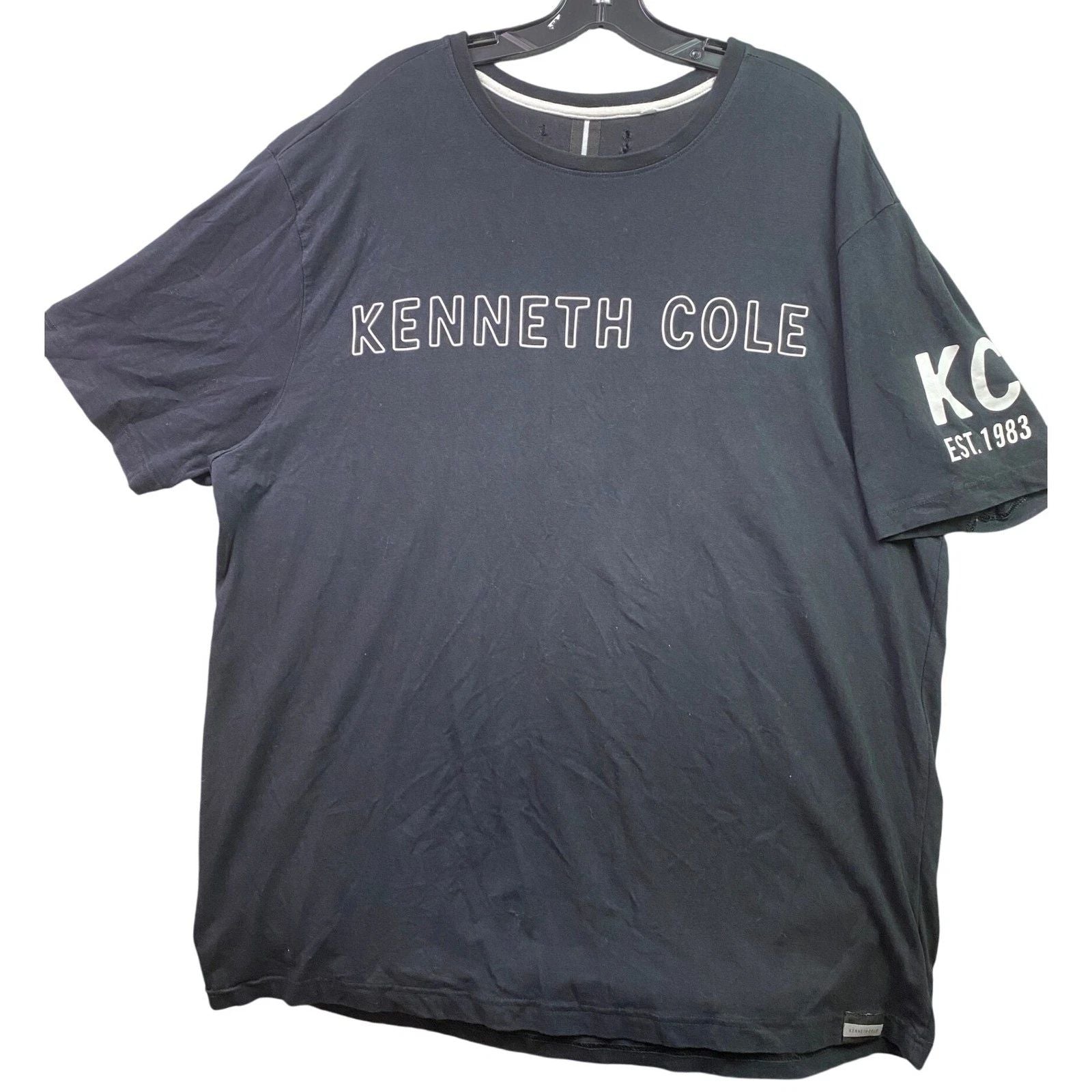 Kenneth Cole Shirt Mens 2XL Spell Out Preppy Academia Everyday Streetwear