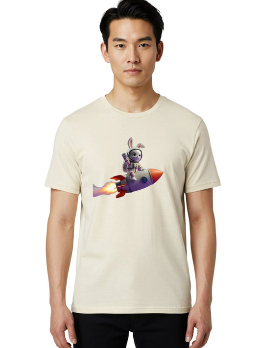Rabbit-Astronaut-10 Mens Graphic Tee, 100% Cotton, Casual Summer Wear