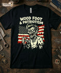 Wood Foot & Patriotism T-Shirt Zombie Gear Head Flag Retro Graphic Tee XS-5X