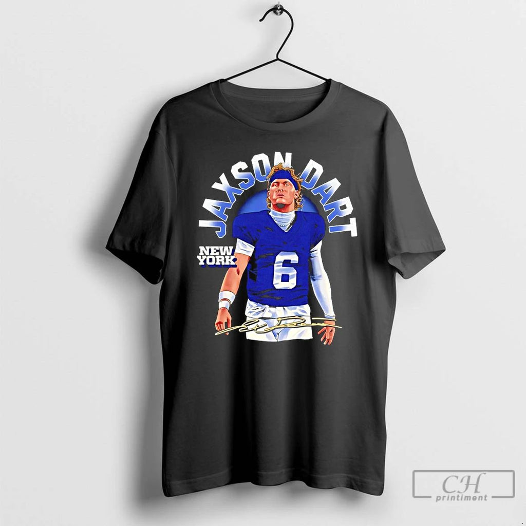 Premium Jaxson Dart New York Giants Football Player Signature T Shirts