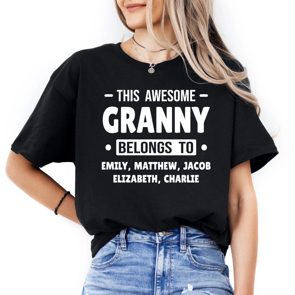 Custom Granny T-shirt with Kids Names Personalized Gigi Mimi Granny Mothers Day