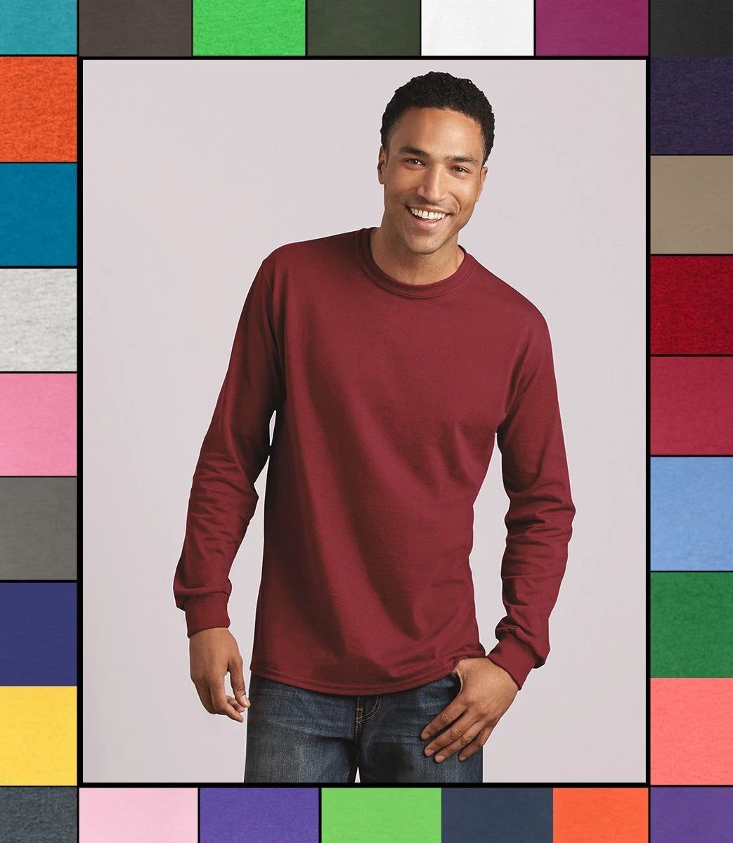 Gildan Adult Long Sleeve Heavy Cotton T-Shirt Blank Tee Top Shirts S-3XL G540
