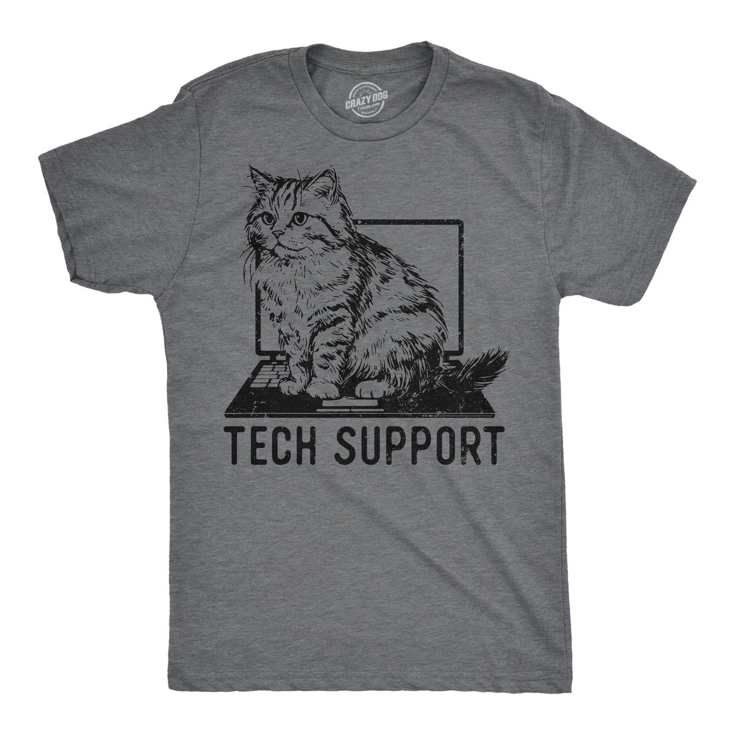 Mens Tech Support Funny T Shirts Cute Kitten Graphic Tee for Men