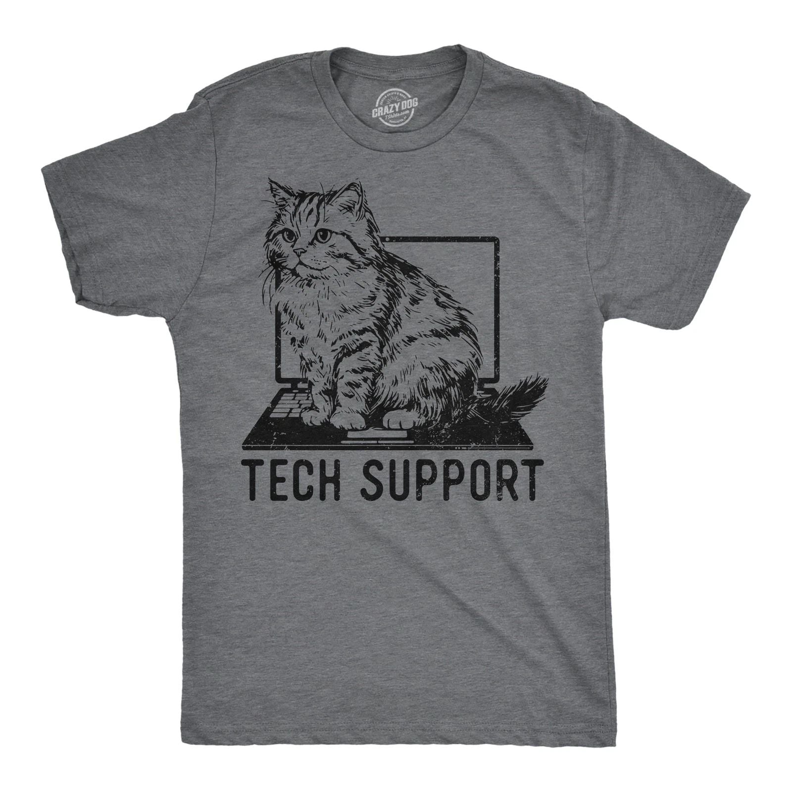 Mens Tech Support Funny T Shirts Cute Kitten Graphic Tee for Men
