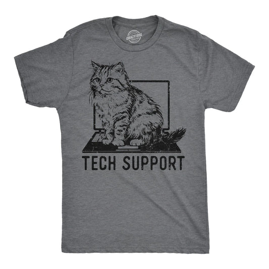 Mens Tech Support Funny T Shirts Cute Kitten Graphic Tee for Men