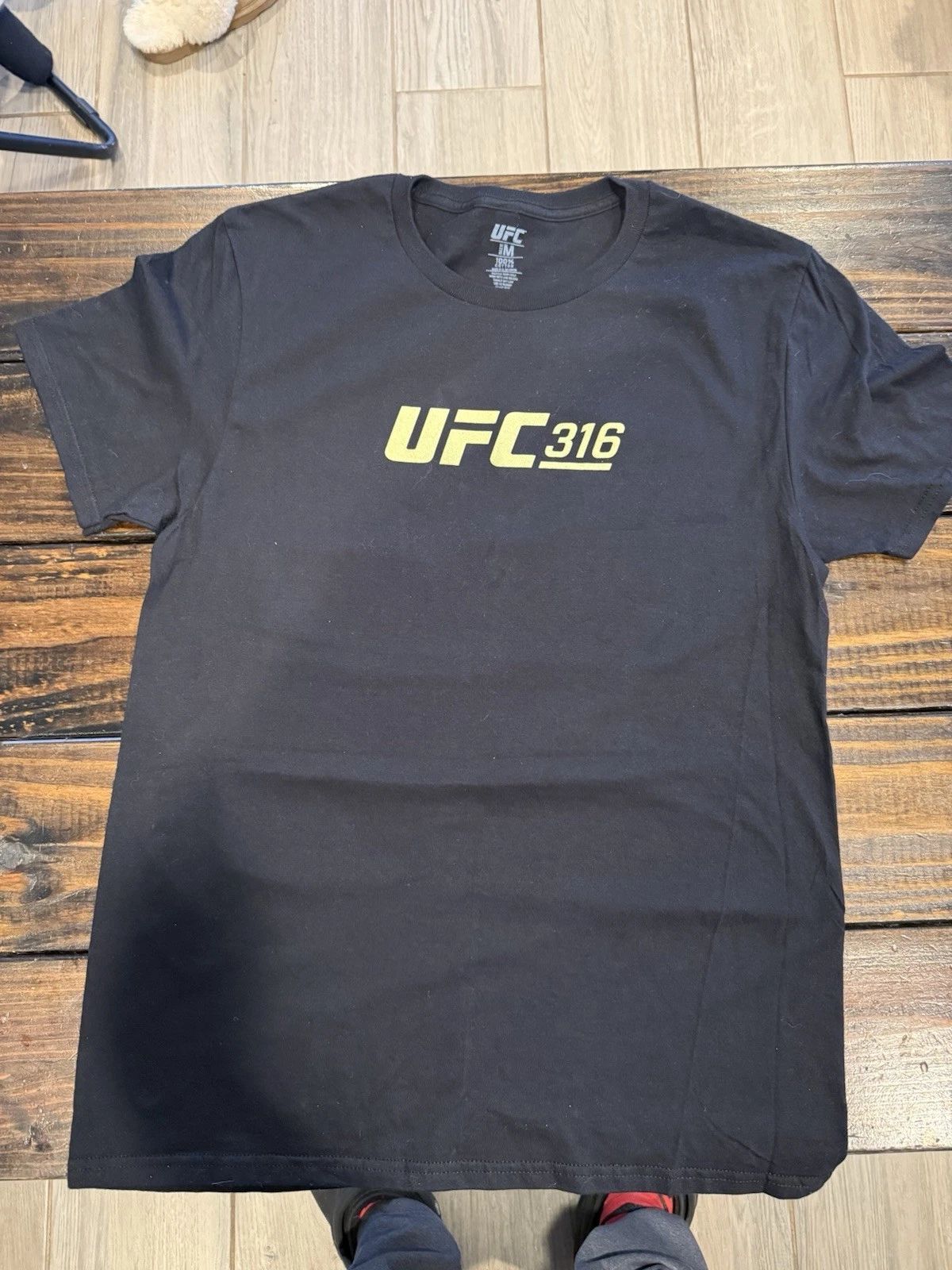 UFC 316 Men's Graphic Print Cotton T-Shirt Black Size M Short Sleeve