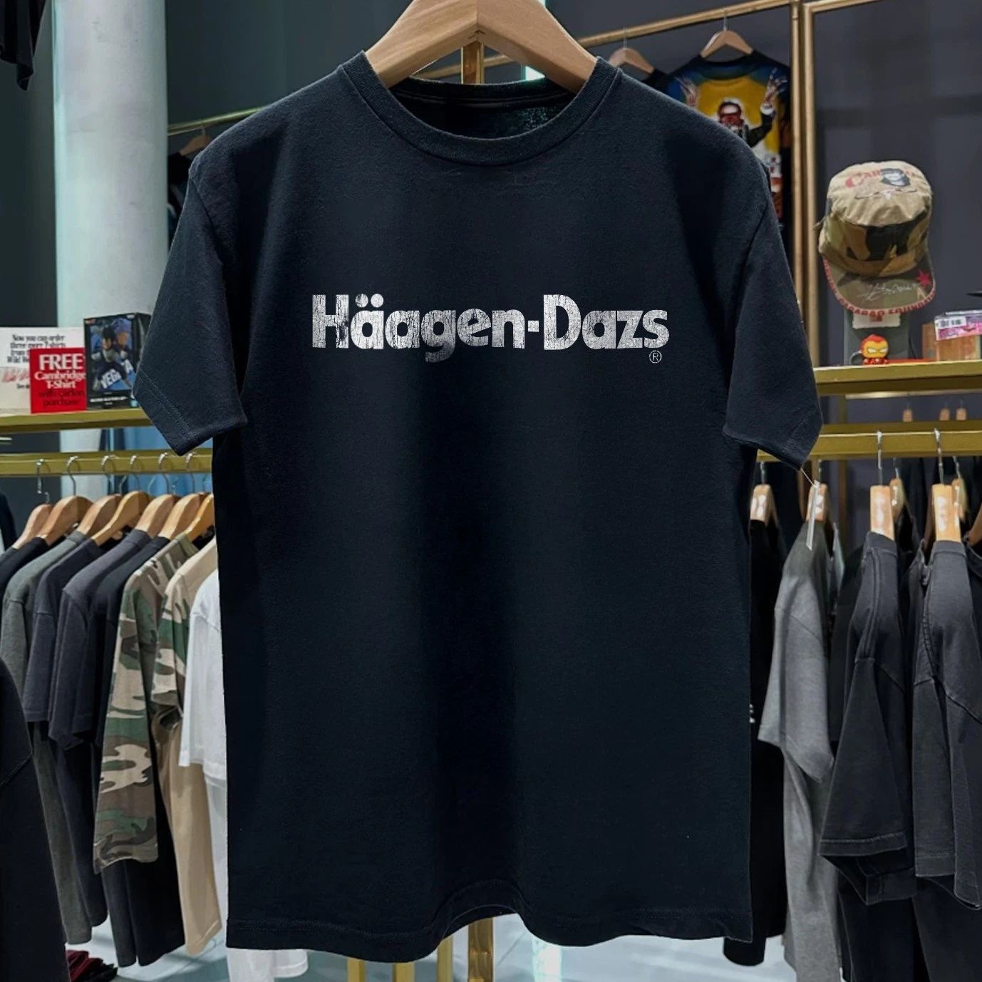 90s Haagen-Dazs Washed Black T-Shirt XL