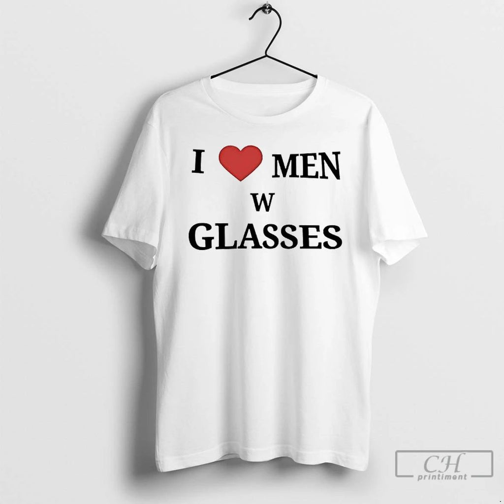 Classic I Love Men W Glasses Heart T Shirts Hoodie Longsleeve