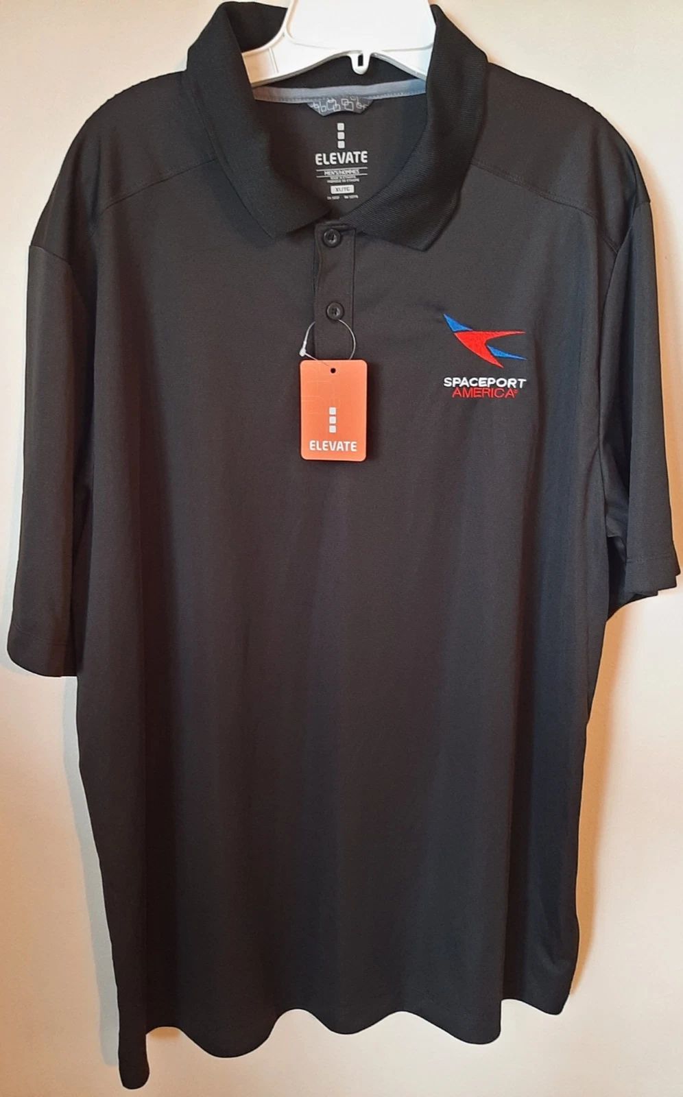 Spaceport USA Polo Black Shirt Size XL Logo Embroidered-- NWT