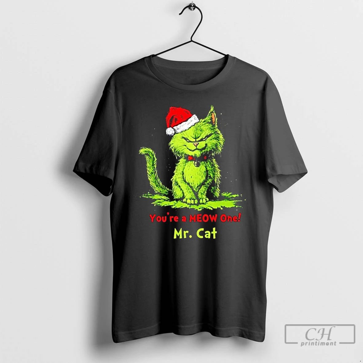 Classic Grinch Cat Youre A Meow One Mr Cat Christmas T Shirts