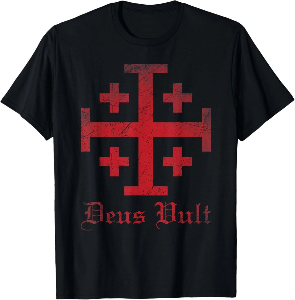 NEW LIMITED Knight Templar Cross Crusader Deus Vult Jerusalem Cross T-Shirt