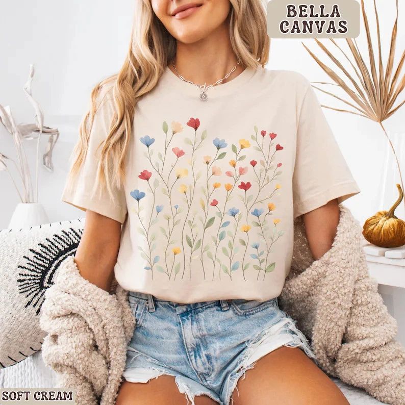 Boho Floral Comfort Tee Women's Soft Flower Print
