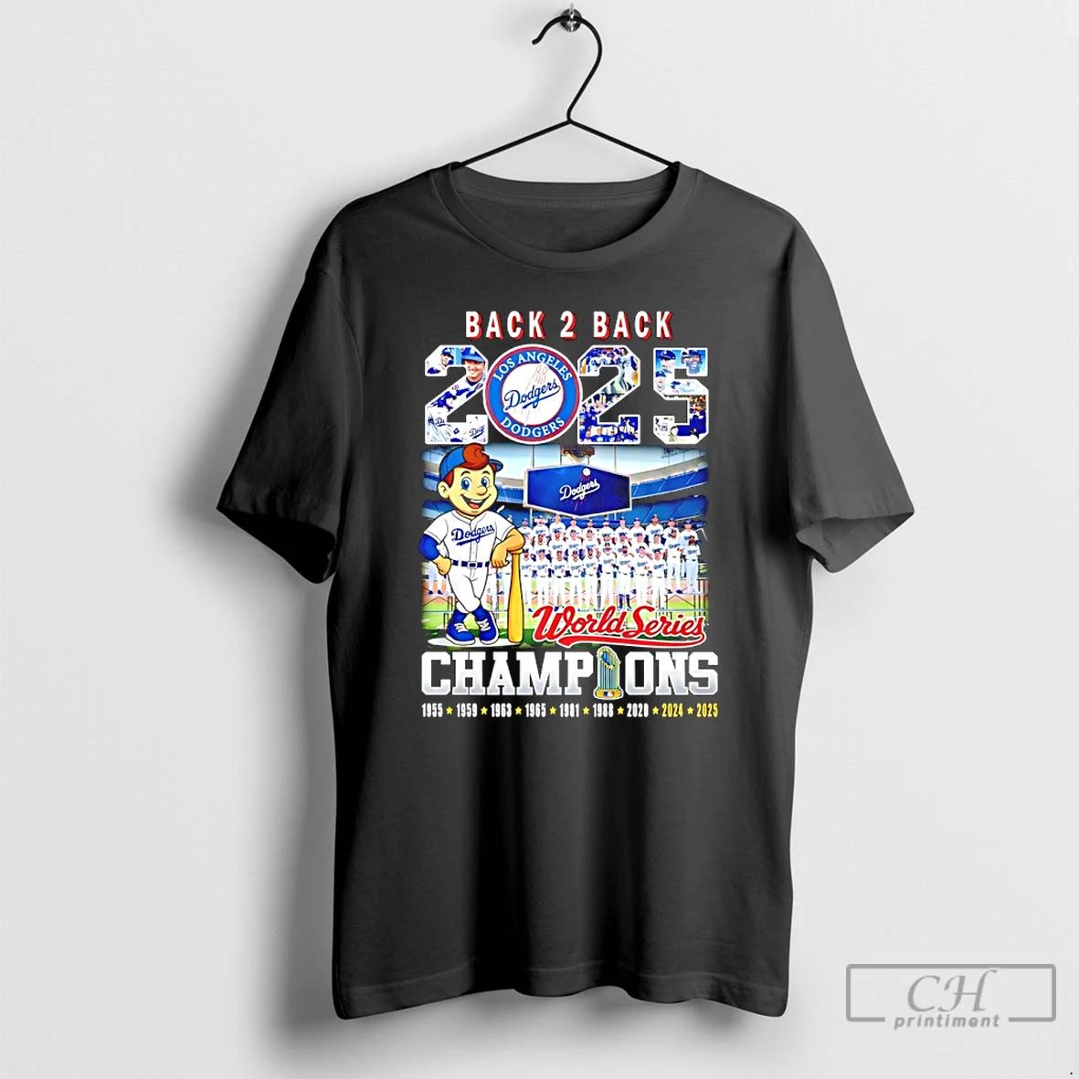 Classic La Dodgers Back 2 Back 2025 World Series Champions 9 Time Mascot T Shirts