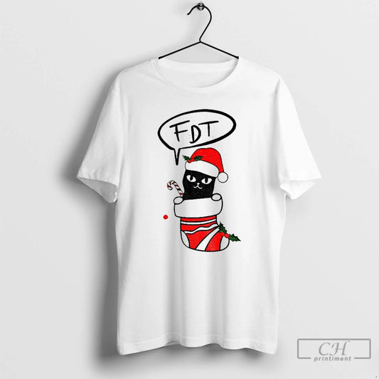 Classic Fdt No Kings Black Cat Anti Trump Christmas T Shirts