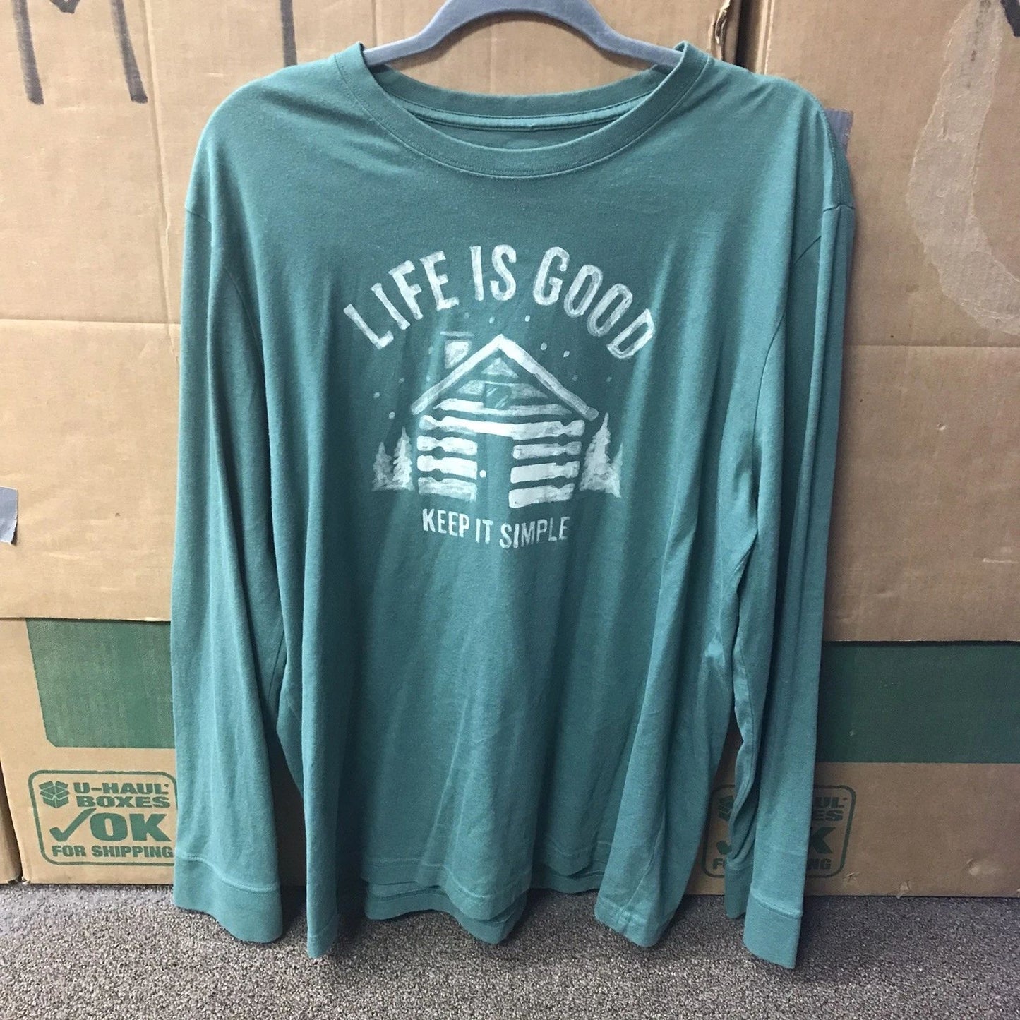 Life is Good Shirt Mens Green  “ Keep It Simple” Long Sleeve Sz Large