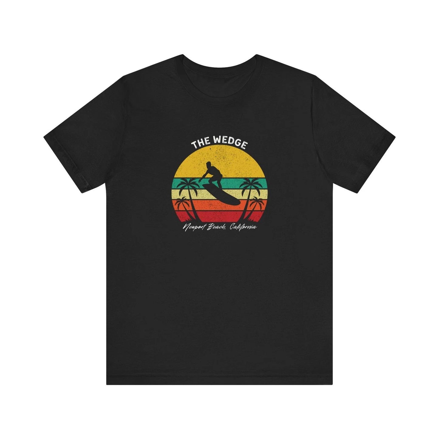 The Wedge Newport Beach CA Surf T-Shirt Retro Sunset Surfer Men's Tee
