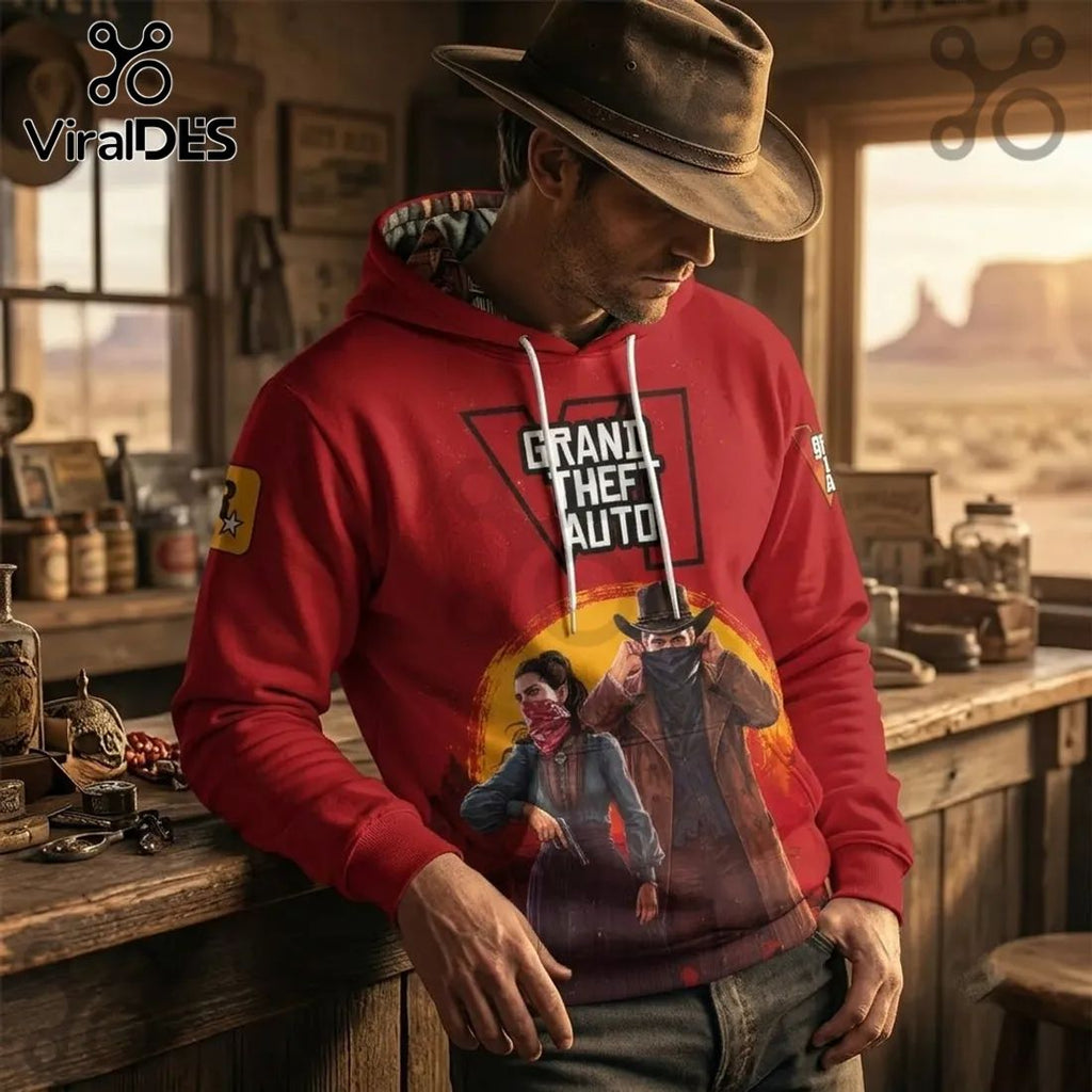 Grand Theft Auto VI Red Western Themed Shirt