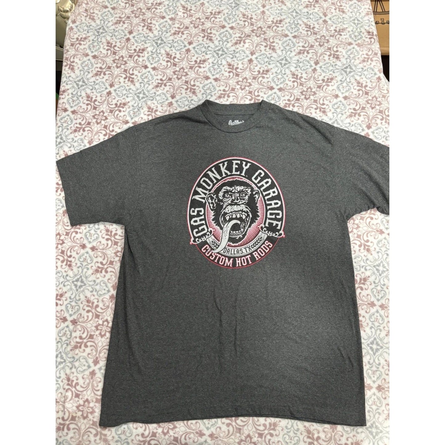 Gas Monkey Garage Mens 3XLT T-Shirt Charcoal Grey Graphic Custom Hot Rods Tee