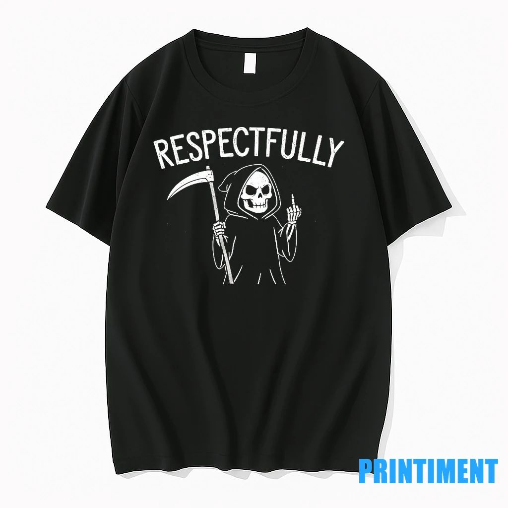 Grim Reaper Middle Finger Respectfully Halloween Tshirts Sweater