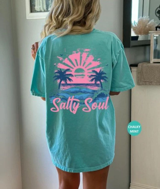 Salty Soul Summer Comfort Colors  Shirt   Summer Vacation Tee Tshirt   Retro