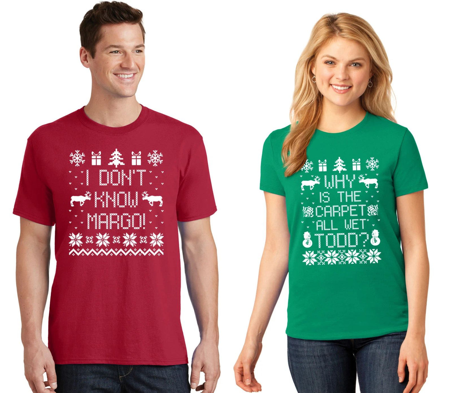 SET OF 2 Couples Matching T-Shirts TODD & MARGO Ugly Christmas Vacation T-shirts