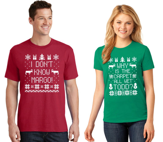 SET OF 2 Couples Matching T-Shirts TODD & MARGO Ugly Christmas Vacation T-shirts