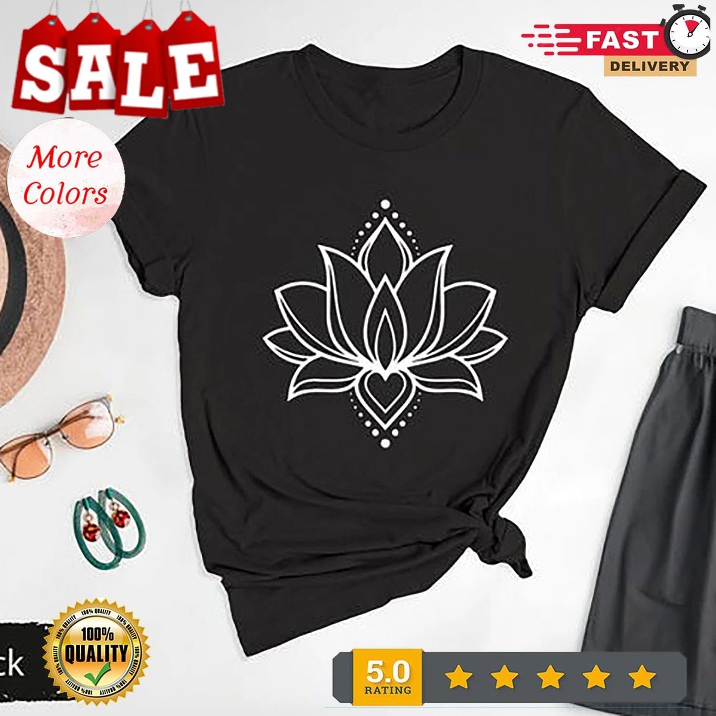 Lotus Flower T-Shirt, Botanical Shirt, Yoga Shirt, Namaste Shirt, Mandala Shi...