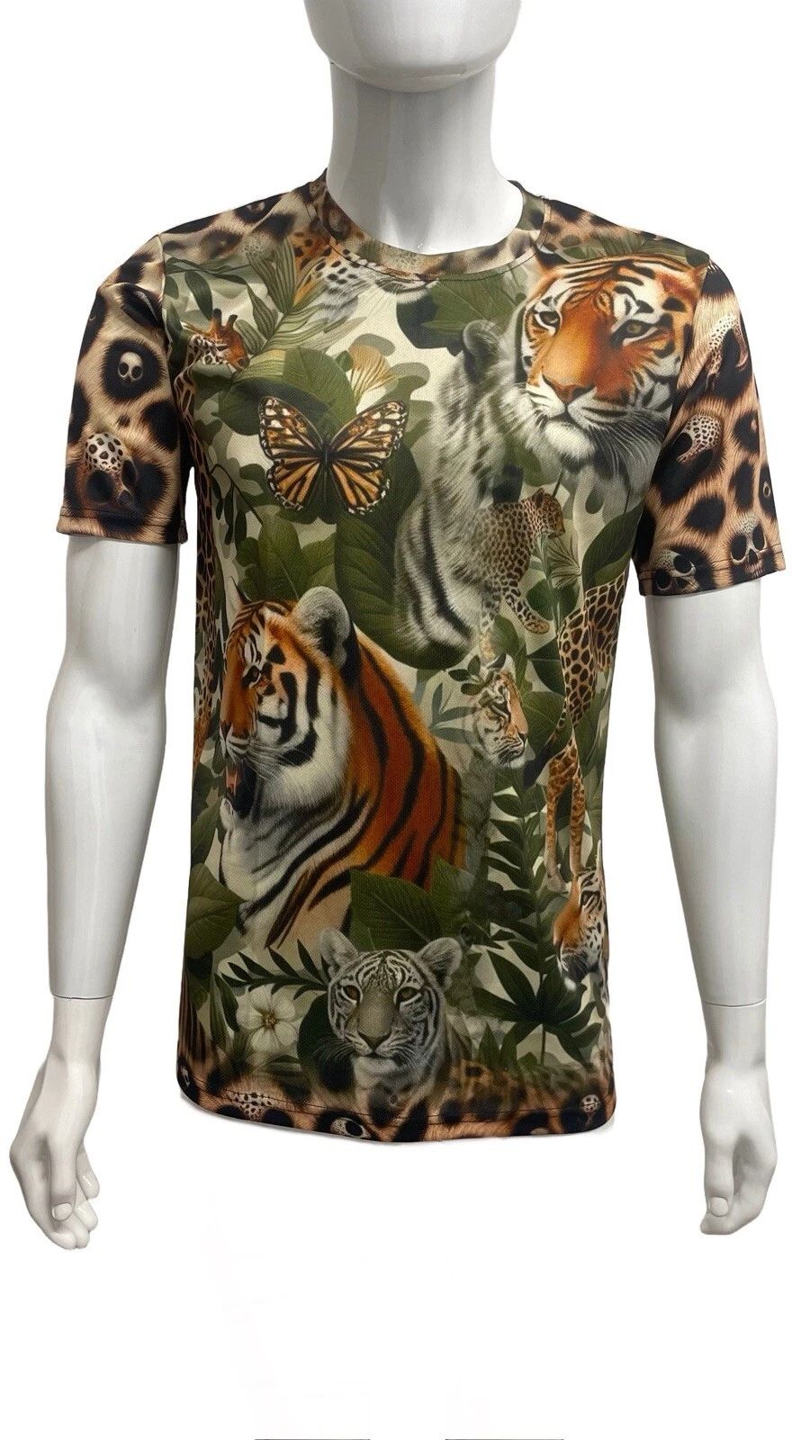 DropN Designer Skater Surf Tshirt Jungle Tiger Cheetah Skulls size Large