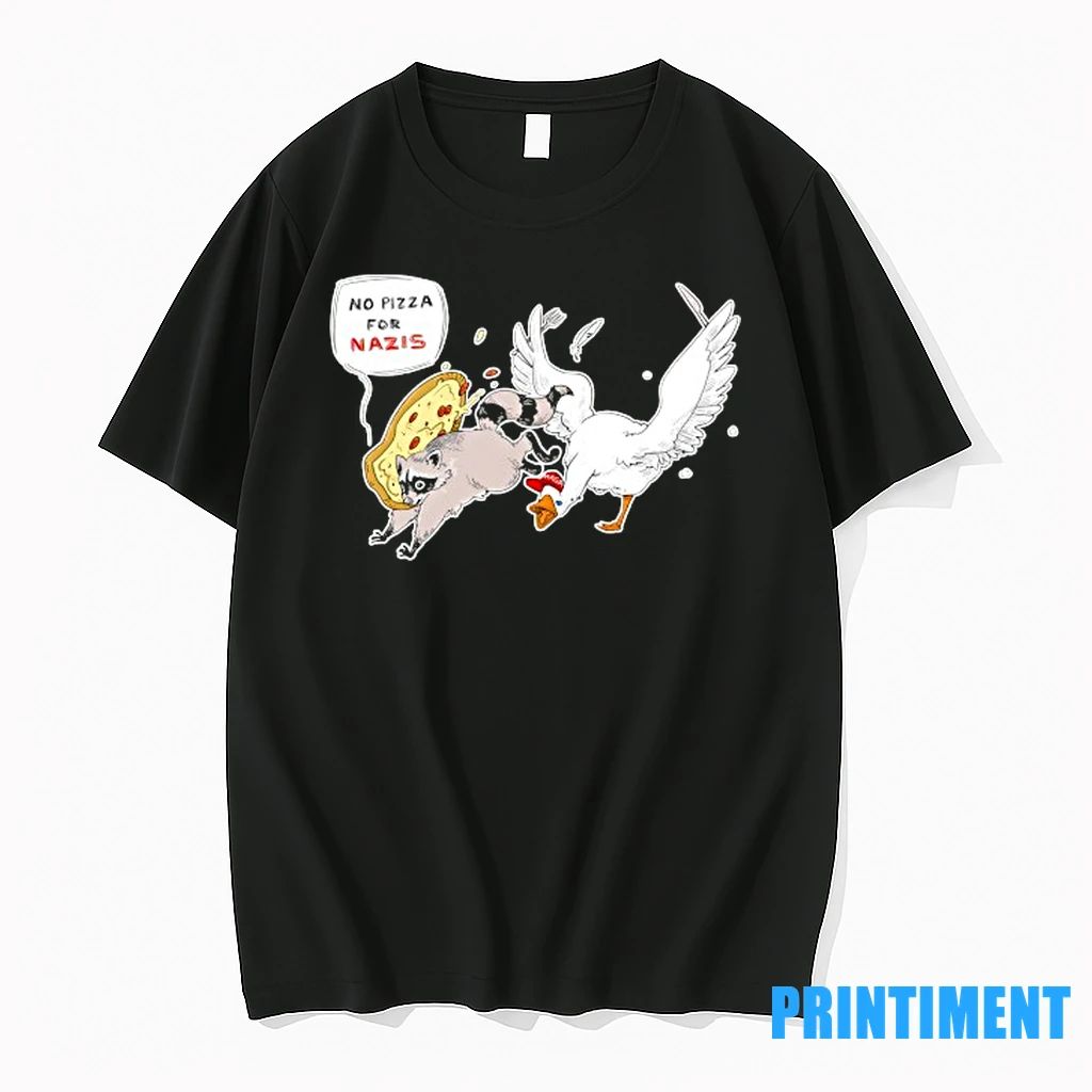 Raccoon And Goose No Pizza For Nazis Funny Tshirts Sweater