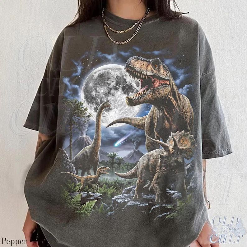 Vintage Dinosaur Graphic Comfort Tee Retro Style Shirt Men Women